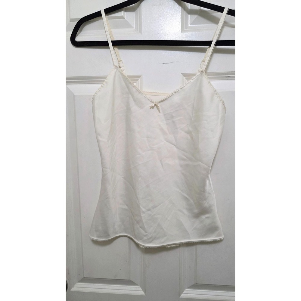 VTG Vassarette White‎ Satin Y2K 90 Adjustable Strap Camisole Top Women's Size 32